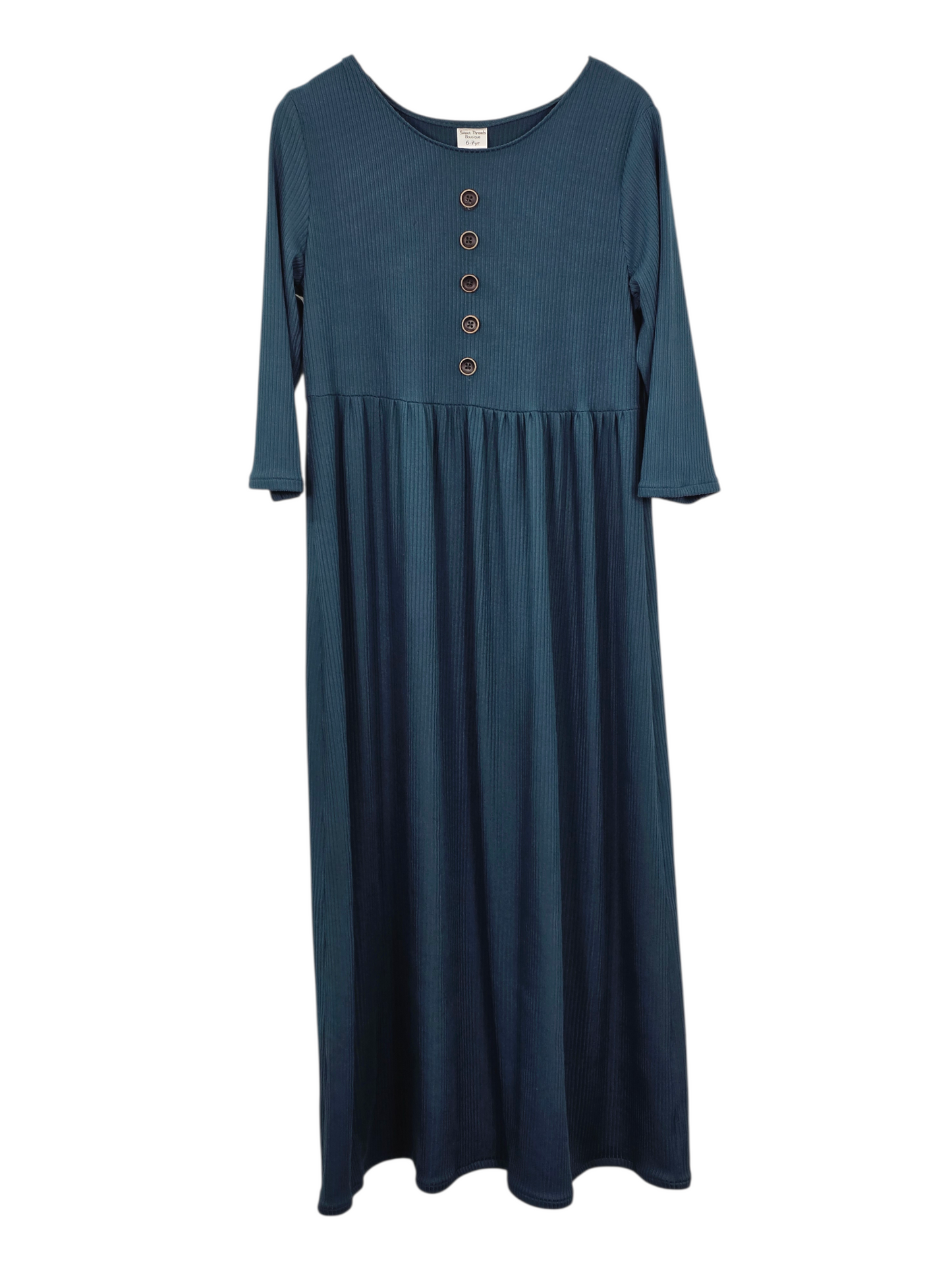 6-7 Year Dress Brushed Ribbed Knit Night Teal