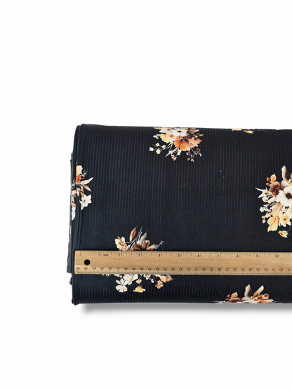 *Unique Design* Willow Ribbed Knit Watercolor Fall Bouquet Black