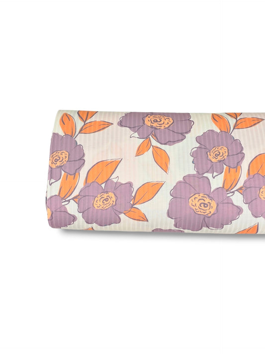 *Unique Design* Ribbed Knit Cotton Feel Airy Blossom Lavender