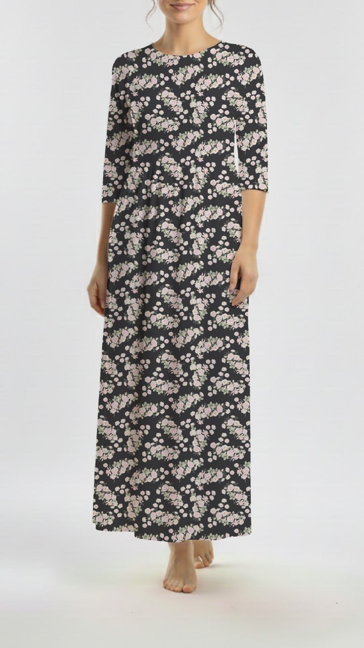 Poly Crepe Blushing Garden Black