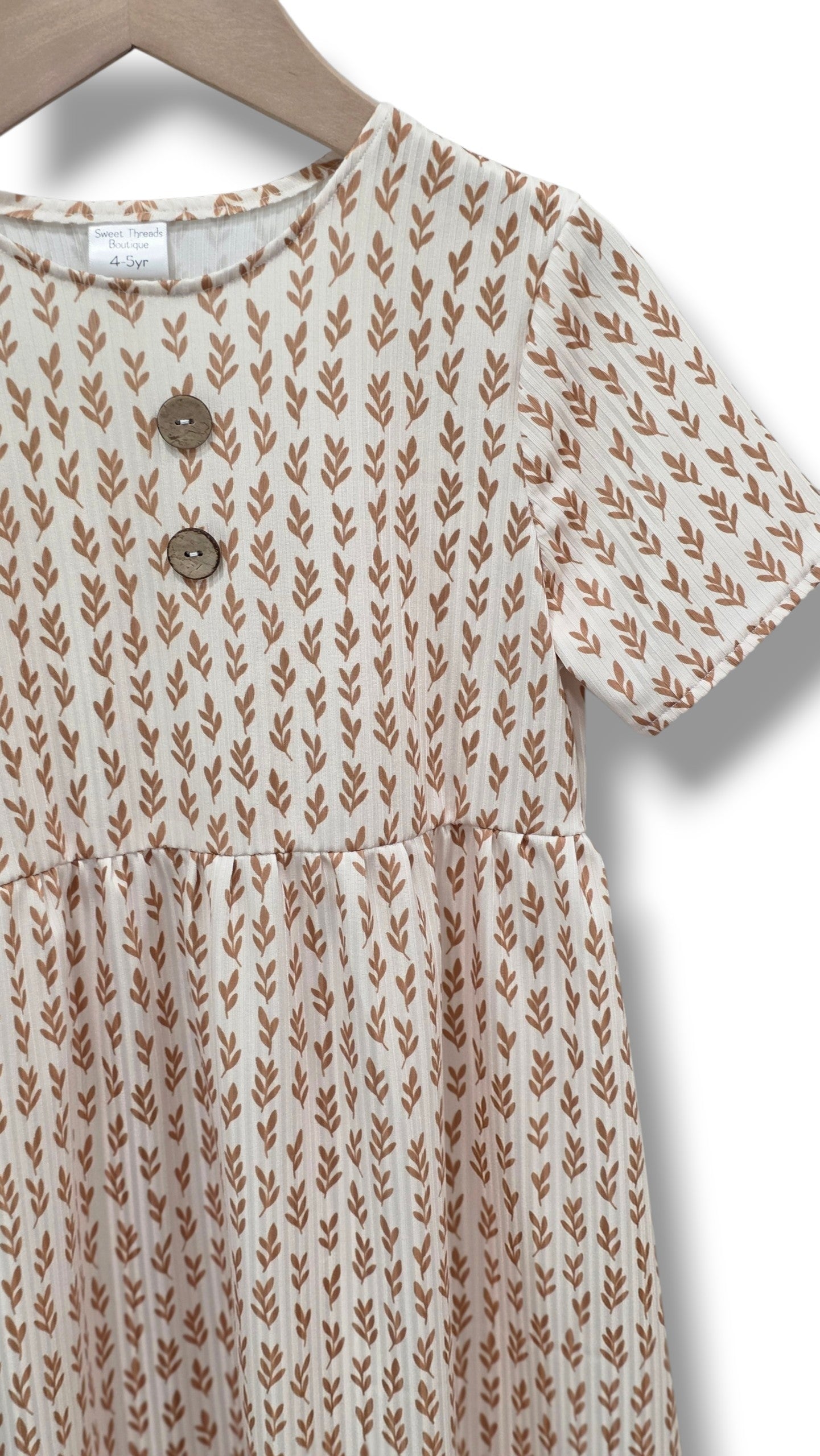4-5 Yr Willow Ribbed Knit Golden Sprigs Dress