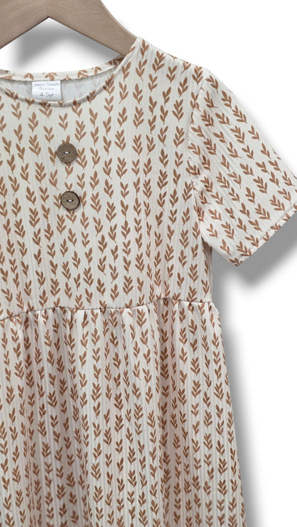 4-5 Yr Willow Ribbed Knit Golden Sprigs Dress