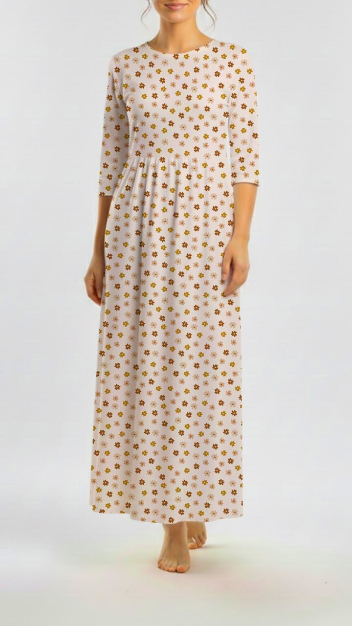 * Unique Design * Ribbed Knit Cotton Feel Scattered Daisies Pink