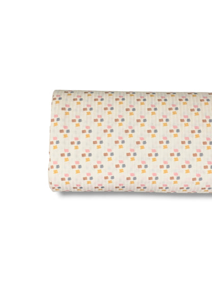 * Unique Design * Ribbed Knit Cotton Feel Canvas Strokes Cream