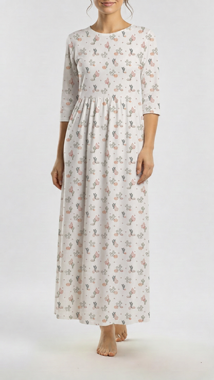 * Unique Design * Ribbed Knit Cotton Feel Desert Bloom Ivory