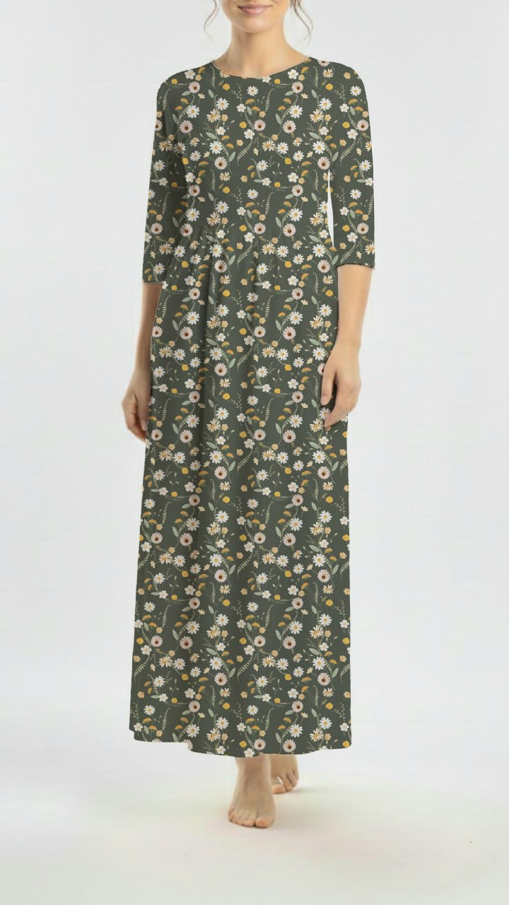 * Unique Design * Pointelle Yellow Wildflower Field Olive