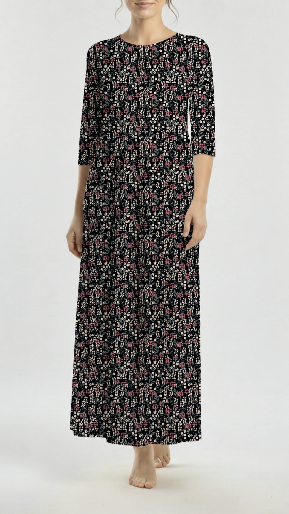 * Unique Design * Crinkled Crepe Simple Blooms Mauve|Black