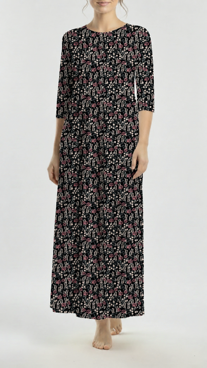 * Unique Design * Crinkled Crepe Simple Blooms Mauve|Black