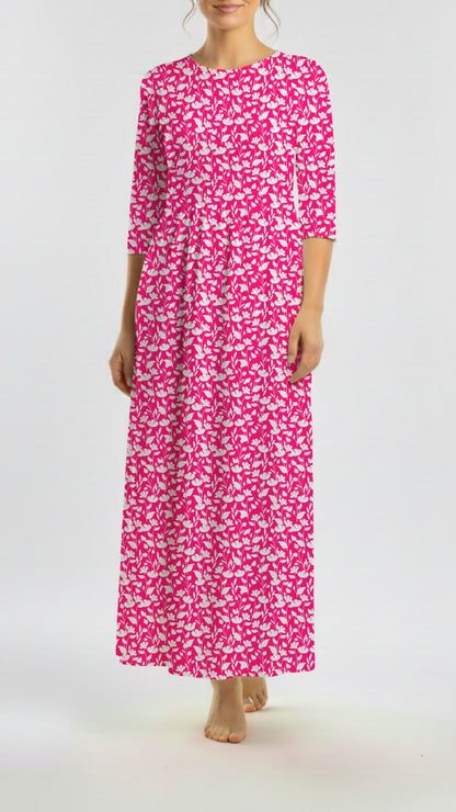 *Unique Design* Tricot Knit Silhouette Garden Hot Pink