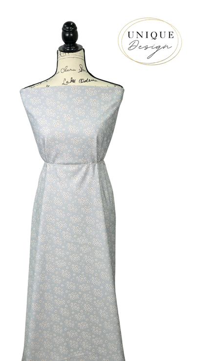 * Unique Design * Swiss Dot Knit Ivory Petal Hazy Blue