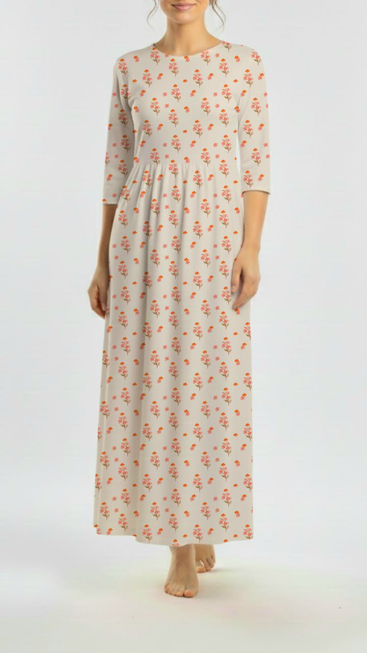 * Unique Design * Willow Ribbed Knit Coral Wildflowers