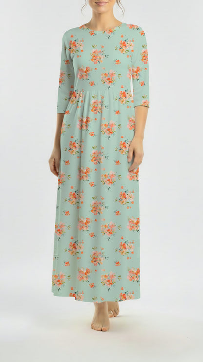 *Unique Design* Willow Ribbed Knit Coral Meadow Seafoam