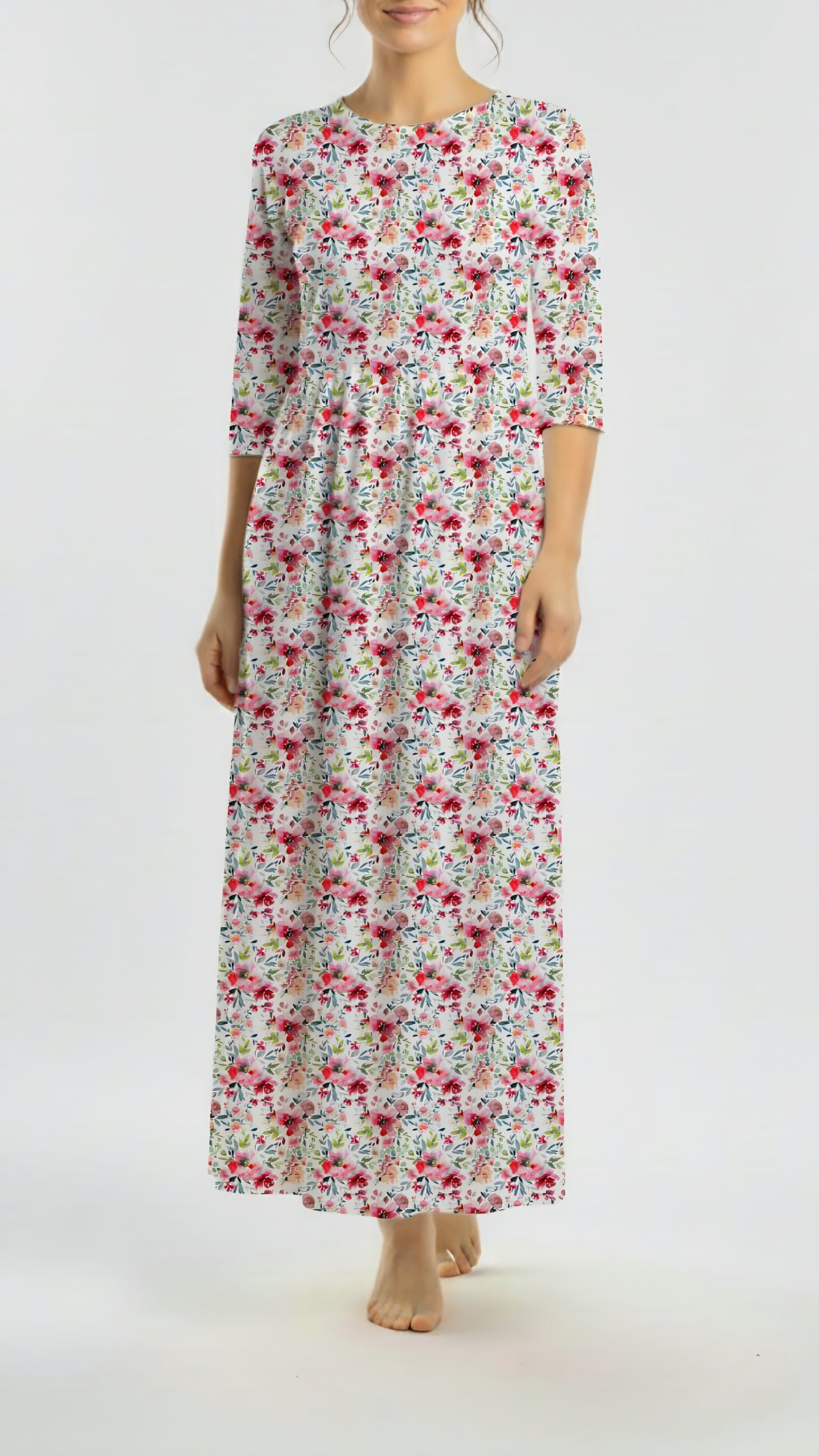 *Unique Design* Crinkled Crepe Rosy Meadow White