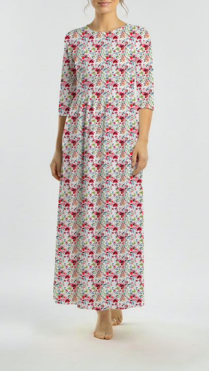 *Unique Design* Crinkled Crepe Rosy Meadow White