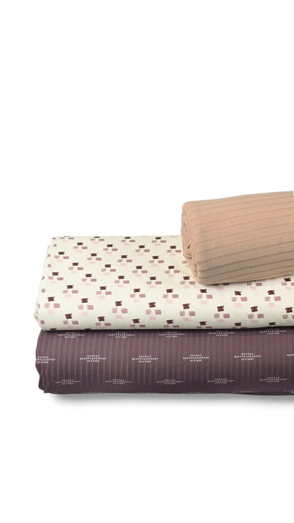 * Unique Design * Ribbed Knit Cotton Feel Modern Dash Brick