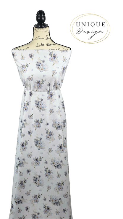 * Unique Design * Swiss Dot Knit Morning Blue Blossoms