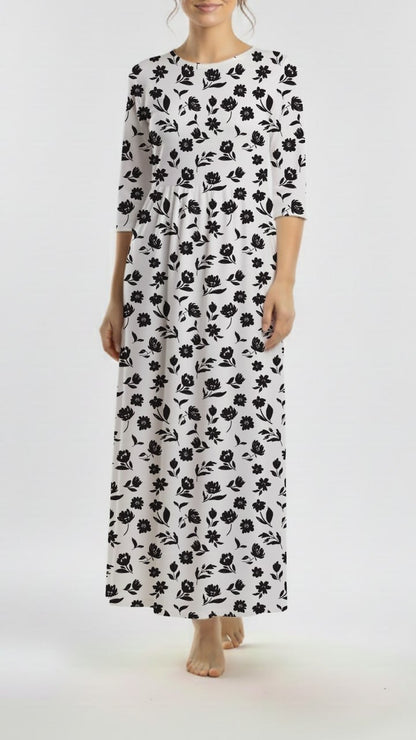 * Unique Design * Ribbed Knit Cotton Feel Painted Blossoms
