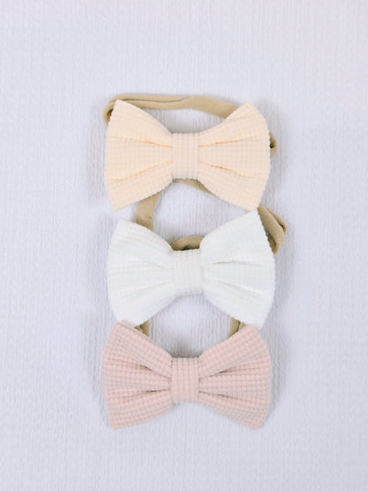 Corduroy Solid Bow Headbands 3 pc.
