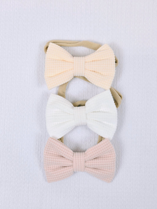 Corduroy Solid Bow Headbands 3 pc.