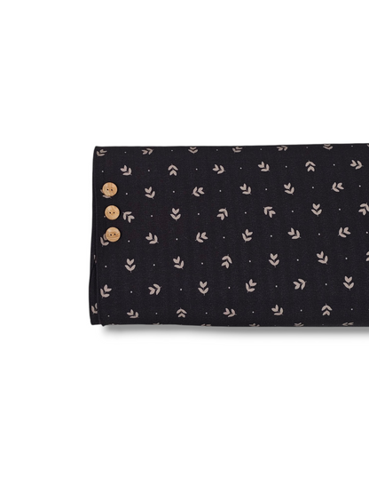 * Unique Design * Crinkled Crepe Moonlit Sprigs Black