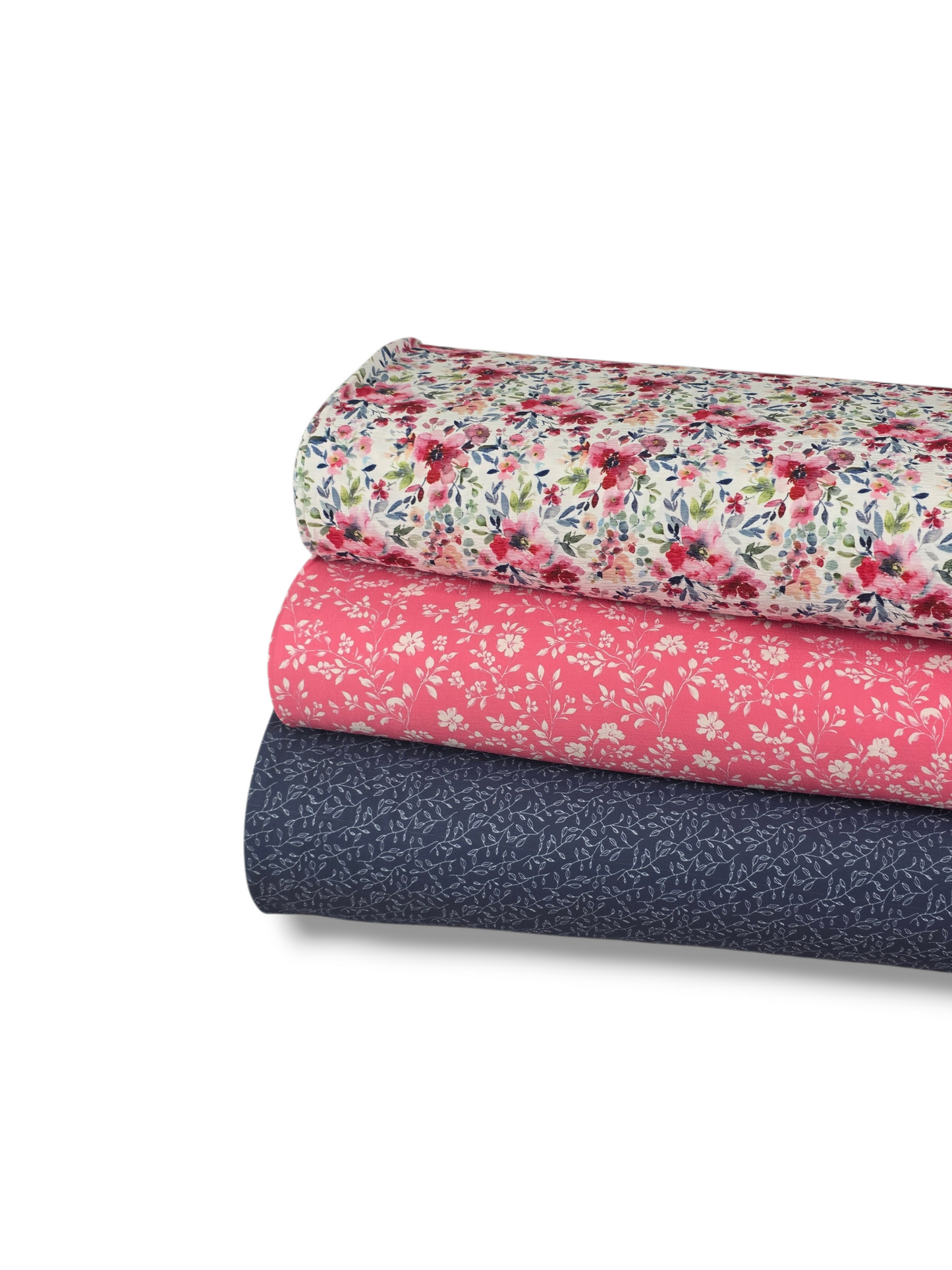 *Unique Design* Crinkled Crepe Rosy Meadow White