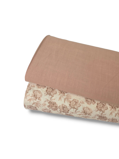 * Unique Design * Linen Rustic Floral Cream
