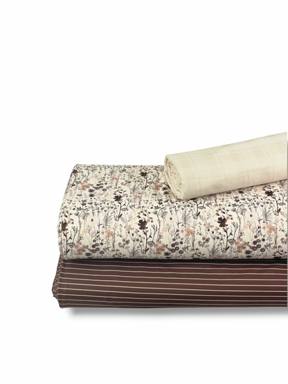 *Unique Design* Willow Ribbed Knit Earthy Florals Cream