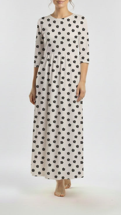 * Unique Design * Ribbed Knit Cotton Feel Retro Daisy Cream