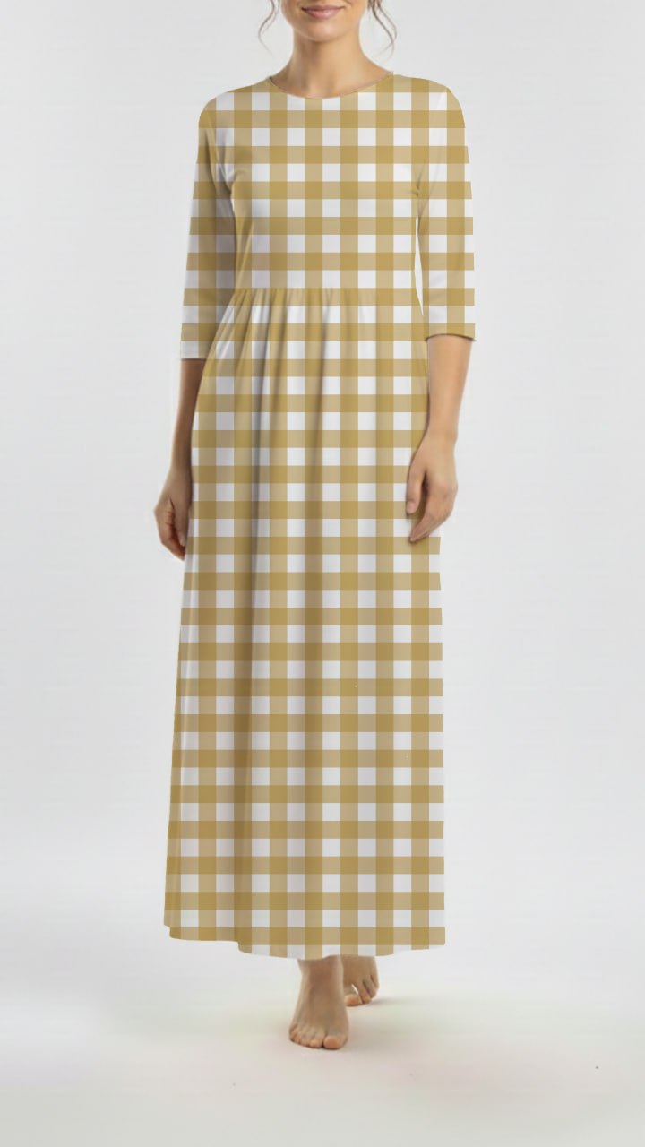 *Unique Design* Willow Ribbed Knit Fall Gingham Mustard