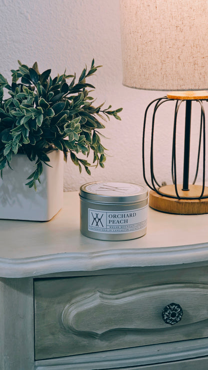 Orchard Peach Coconut Wax Tin Candle 16 Oz